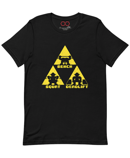 black "TriForce Powerlifting" women's T-shirt