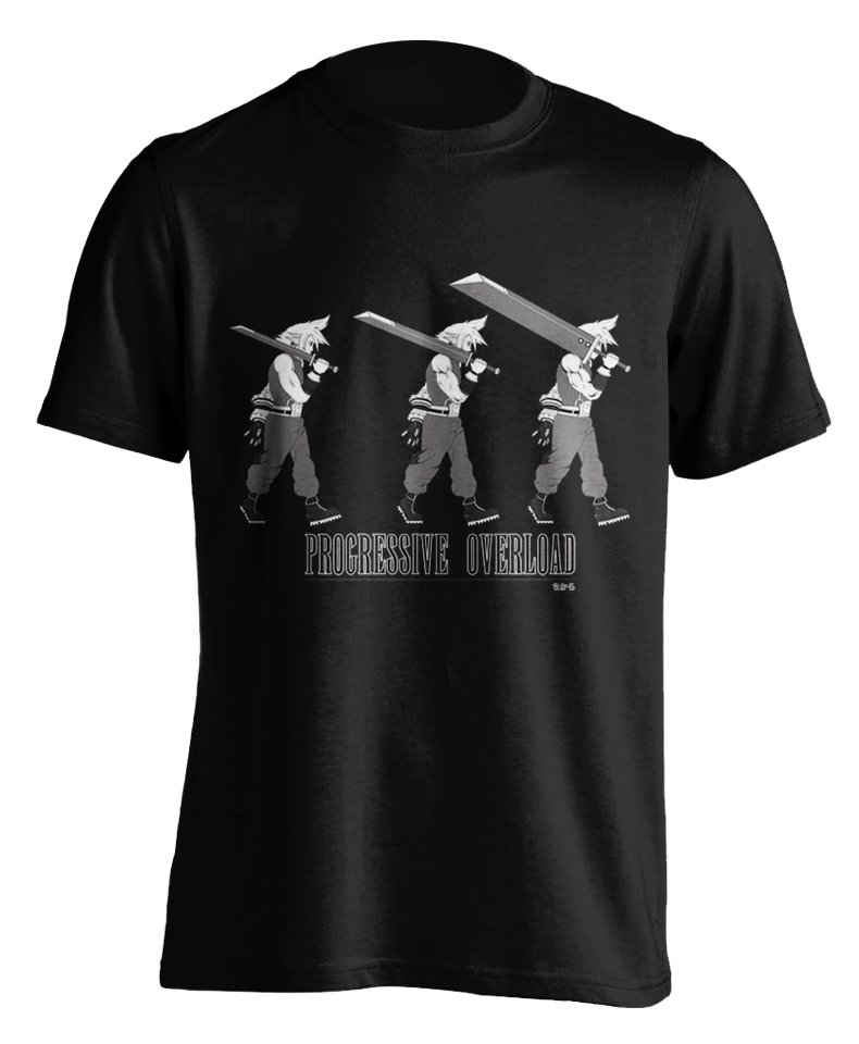 black "Progressive Overload" T-shirt