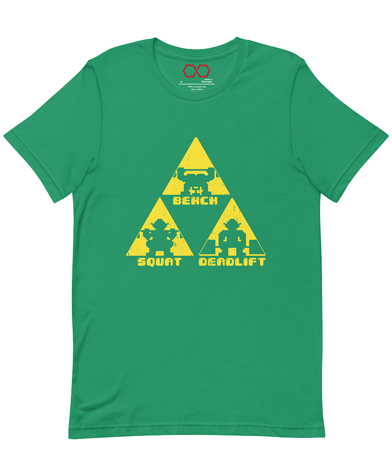 Kelly green "TriForce Powerlifting" women's T-shirt