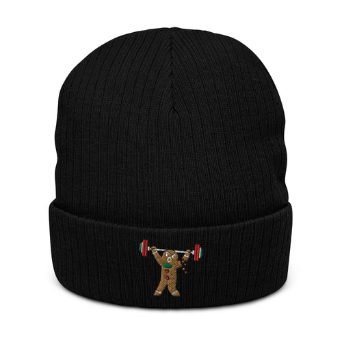 black "Ginger Snap" ribbed knit beanie